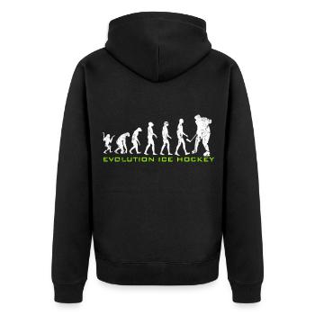 Evolution Eishockey - Unisex Premium Bio Zip Hoodie - Schwarz - Hinten - Nico (187cm)