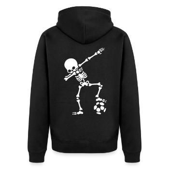 Fußball Fussball Sport Spiel - Unisex Premium Bio Zip Hoodie - Schwarz - Hinten - Nico (187cm)