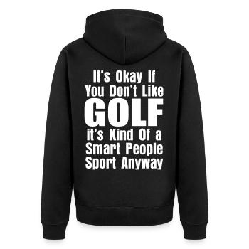 Golf - Unisex Premium Bio Zip Hoodie - Schwarz - Hinten - Nico (187cm)