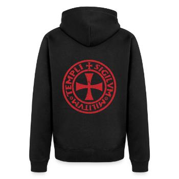 Kreuzritter Ritter Christ Christentum Kreuzzug - Unisex Premium Bio Zip Hoodie - Schwarz - Hinten - Nico (187cm)
