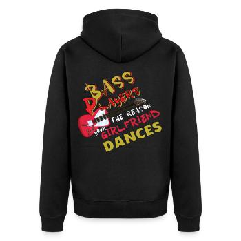 Bass Musik Bass Gitarre - Unisex Premium Bio Zip Hoodie - Schwarz - Hinten - Nico (187cm)