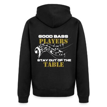 Bass Musik Bass Gitarre - Unisex Premium Bio Zip Hoodie - Schwarz - Hinten - Nico (187cm)