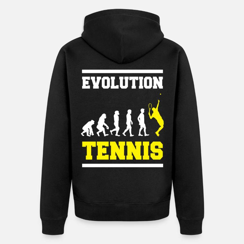 Tennis Evolution Sport Geschenk - Unisex Premium Bio Zip Hoodie - Schwarz