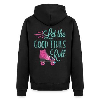 Roller skates retro - Unisex Premium Organic Zip Hoodie - black - Back - Nico (187cm)