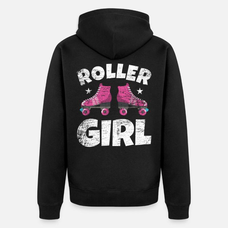 Fille de roller skate - Veste à capuche bio Premium Unisexe - noir