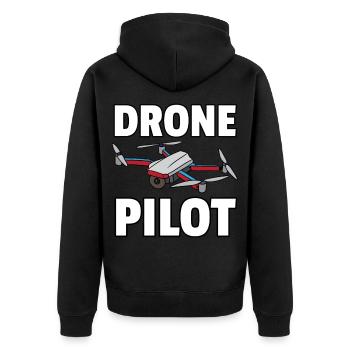 Drohne Pilot Modellflugzeug Flug Fliegen Geschenk - Unisex Premium Bio Zip Hoodie - Schwarz - Hinten - Nico (187cm)