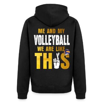Volleyball Hobby Sport - Unisex Premium Organic Zip Hoodie - black - Back - Nico (187cm)