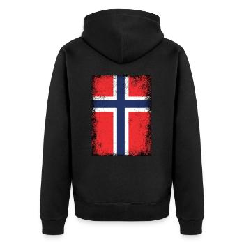 Norway Flag Norwegian Flag Vintage Norway - Unisex Premium Organic Zip Hoodie - black - Back - Nico (187cm)