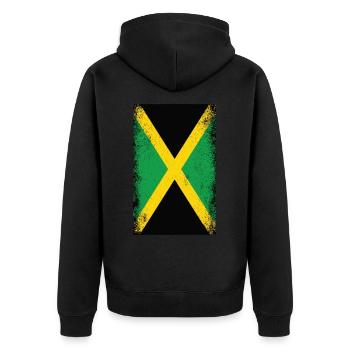 Jamaika Flagge Fahne Jamaika Vintage Jamaica Flag - Unisex Premium Bio Zip Hoodie - Schwarz - Hinten - Nico (187cm)