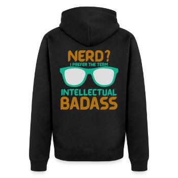 Nerd - Unisex Premium Organic Zip Hoodie - black - Back - Nico (187cm)