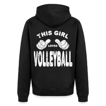 Volleyball - Unisex Premium Bio Zip Hoodie - Schwarz - Hinten - Nico (187cm)