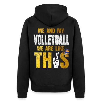 Volleyball - Unisex Premium Bio Zip Hoodie - Schwarz - Hinten - Nico (187cm)