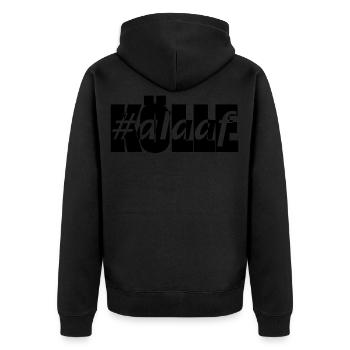 Kölle Hashtag Alaaf - Unisex Premium Bio Zip Hoodie - Schwarz - Hinten - Nico (187cm)