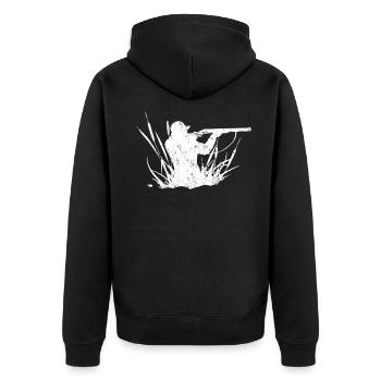 Hunter - Unisex Premium Organic Zip Hoodie - black - Back - Nico (187cm)