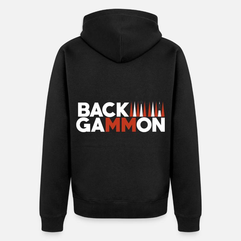 Backgammon Brettspiel Geschenk - Unisex Premium Bio Zip Hoodie - Schwarz