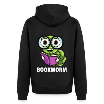 Buch Lesen Bücher Lernen Bücherwurm Geschenk - Unisex Premium Bio Zip Hoodie - Schwarz - Hinten - Nico (187cm)