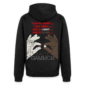 Backgammon Brettspiel Geschenk - Unisex Premium Bio Zip Hoodie - Schwarz - Hinten - Nico (187cm)