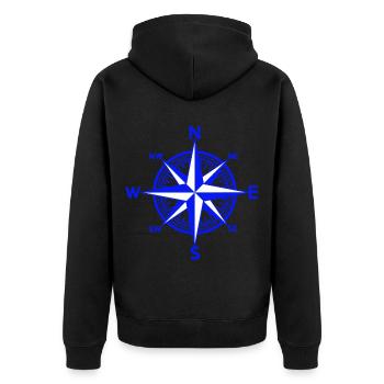 Nautical Wind Rose Seafaring Ship Navigation Maritime - Unisex Premium Organic Zip Hoodie - black - Back - Nico (187cm)
