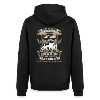 Landwirt Landwirtschaft Traktor Bauer Geschenk - Unisex Premium Bio Zip Hoodie - Schwarz - Hinten - Nico (187cm)