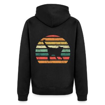 Katze Retro - Unisex Premium Bio Zip Hoodie - Schwarz - Hinten - Nico (187cm)