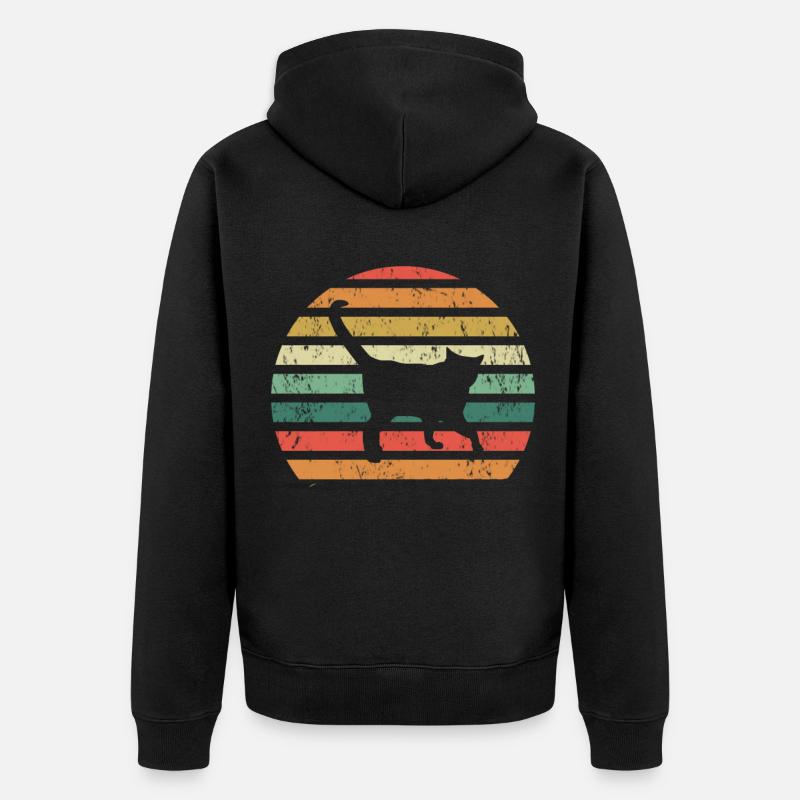 Chat rétro - Veste à capuche bio Premium Unisexe - noir