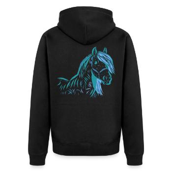 Pferd - Unisex Premium Bio Zip Hoodie - Schwarz - Hinten - Nico (187cm)