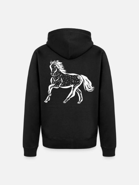 Pferd - Unisex Premium Bio Zip Hoodie - Schwarz