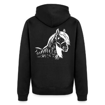 Pferd - Unisex Premium Bio Zip Hoodie - Schwarz - Hinten - Nico (187cm)