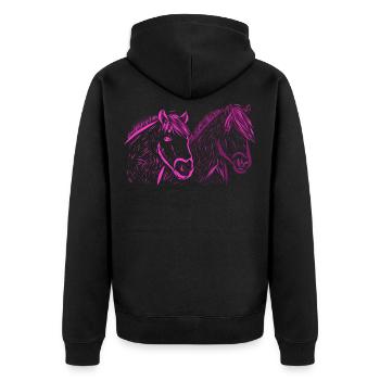 Pferde - Unisex Premium Bio Zip Hoodie - Schwarz - Hinten - Nico (187cm)