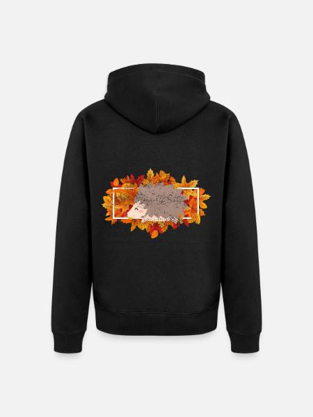 Igel Waldtier Tierfreund Geschenk - Unisex Premium Bio Zip Hoodie - Schwarz