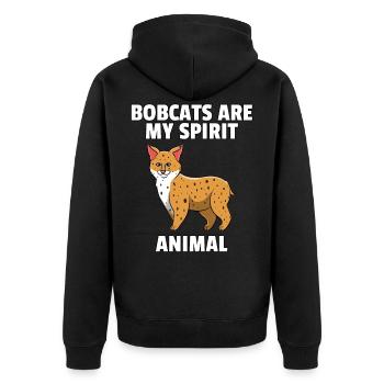 Luchs Wilder Süßer Lustiger Raubtier Geschenk - Unisex Premium Bio Zip Hoodie - Schwarz - Hinten - Nico (187cm)