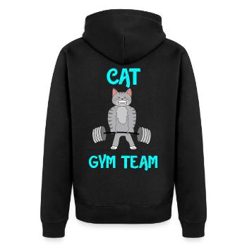 cats fitness gym gift tshirt - Unisex Premium Organic Zip Hoodie - black - Back - Nico (187cm)