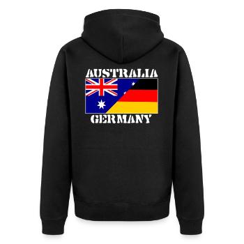Australia Deutschland,Germany friendship,Flagge - Unisex Premium Bio Zip Hoodie - Schwarz - Hinten - Nico (187cm)