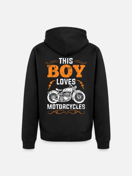Motocicleta Biker hombre papá regalo - Premium økologisk unisex-hættejakke - sort