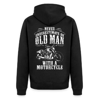 Cadeau d'été moto vieux papa papy - Veste à capuche bio Premium Unisexe - noir - Dos - Nico (187cm)