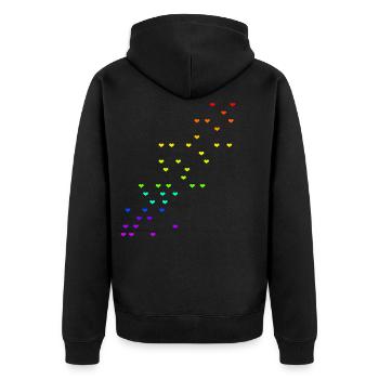Herzen bunt Regenbogen Farben Geschenkidee - Unisex Premium Bio Zip Hoodie - Schwarz - Hinten - Nico (187cm)