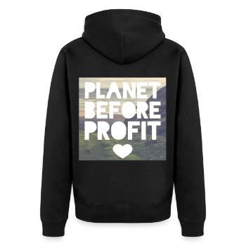Umweltschützer - Unisex Premium Bio Zip Hoodie - Schwarz - Hinten - Nico (187cm)