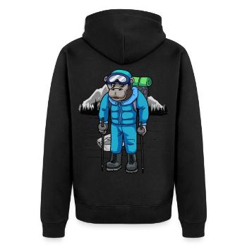 Mountains Gorilla Urlaub Reise Trip Natur Wildnis - Unisex Premium Bio Zip Hoodie - Schwarz - Hinten - Nico (187cm)