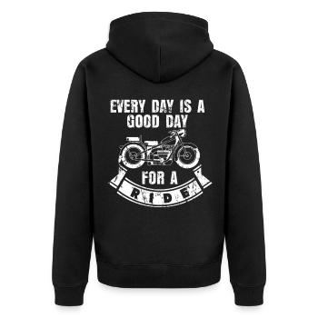 Cadeau d'été sur route en moto - Veste à capuche bio Premium Unisexe - noir - Dos - Nico (187cm)