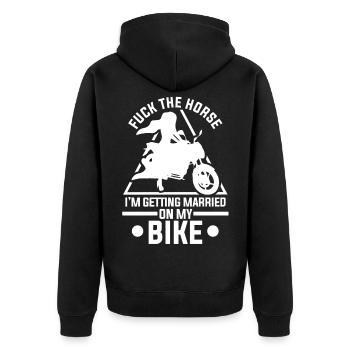 Bride Motorcycle Marriage JGA Gift - Unisex Premium Organic Zip Hoodie - black - Back - Nico (187cm)