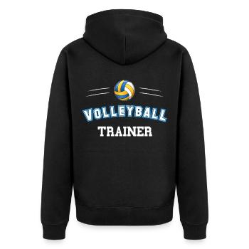 Volleyball Trainer Geschenk. - Unisex Premium Bio Zip Hoodie - Schwarz - Hinten - Nico (187cm)
