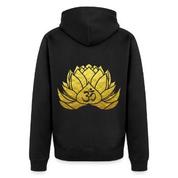 Yoga Blume des Lebens Om Zeichen Geschenk - Unisex Premium Bio Zip Hoodie - Schwarz - Hinten - Nico (187cm)