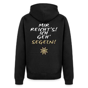 ICH GEHE SEGELN - Unisex Premium Bio Zip Hoodie - Schwarz - Hinten - Nico (187cm)