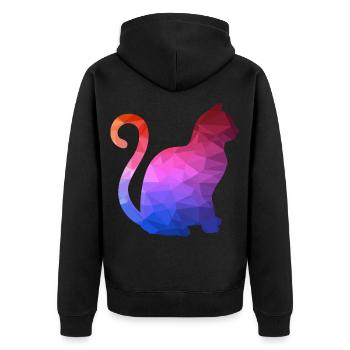 Geometrisches Tier Geometric Animal Katze - Unisex Premium Bio Zip Hoodie - Schwarz - Hinten - Nico (187cm)