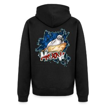 Moin Robbe | Yolo-Artwork - Veste à capuche bio Premium Unisexe - noir - Dos - Nico (187cm)