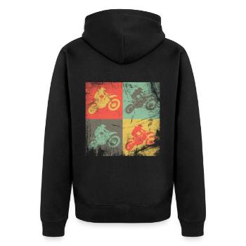 Motocross Geschenk - Unisex Premium Bio Zip Hoodie - Schwarz - Hinten - Nico (187cm)