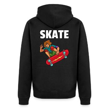 Skateboarding Skateboard Skate Skater Gift - Unisex Premium Organic Zip Hoodie - black - Back - Nico (187cm)