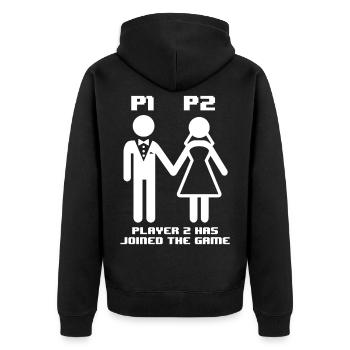 Junggesellenabschied Gamer Konsole PC Geschenk - Unisex Premium Bio Zip Hoodie - Schwarz - Hinten - Nico (187cm)