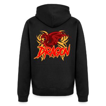 Dragon - Unisex Premium Bio Zip Hoodie - Schwarz - Hinten - Nico (187cm)