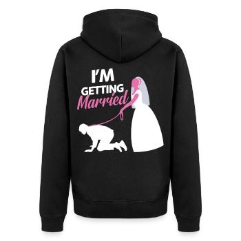 Junggesellenabschied Trauzeuge Braut Geschenk - Unisex Premium Bio Zip Hoodie - Schwarz - Hinten - Nico (187cm)